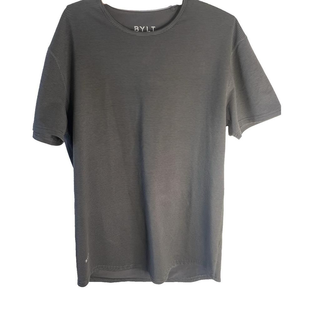 BYLT Men T Shirt L‎ Gray Drop Cut Luxe Short Sleeve Top Cotton Blend Everyday